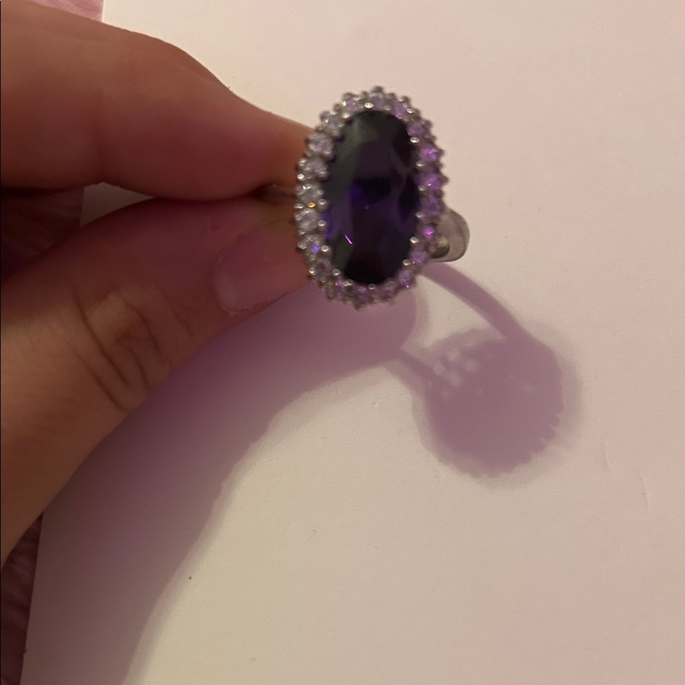 Elegant Purple and Silver Women's Ring